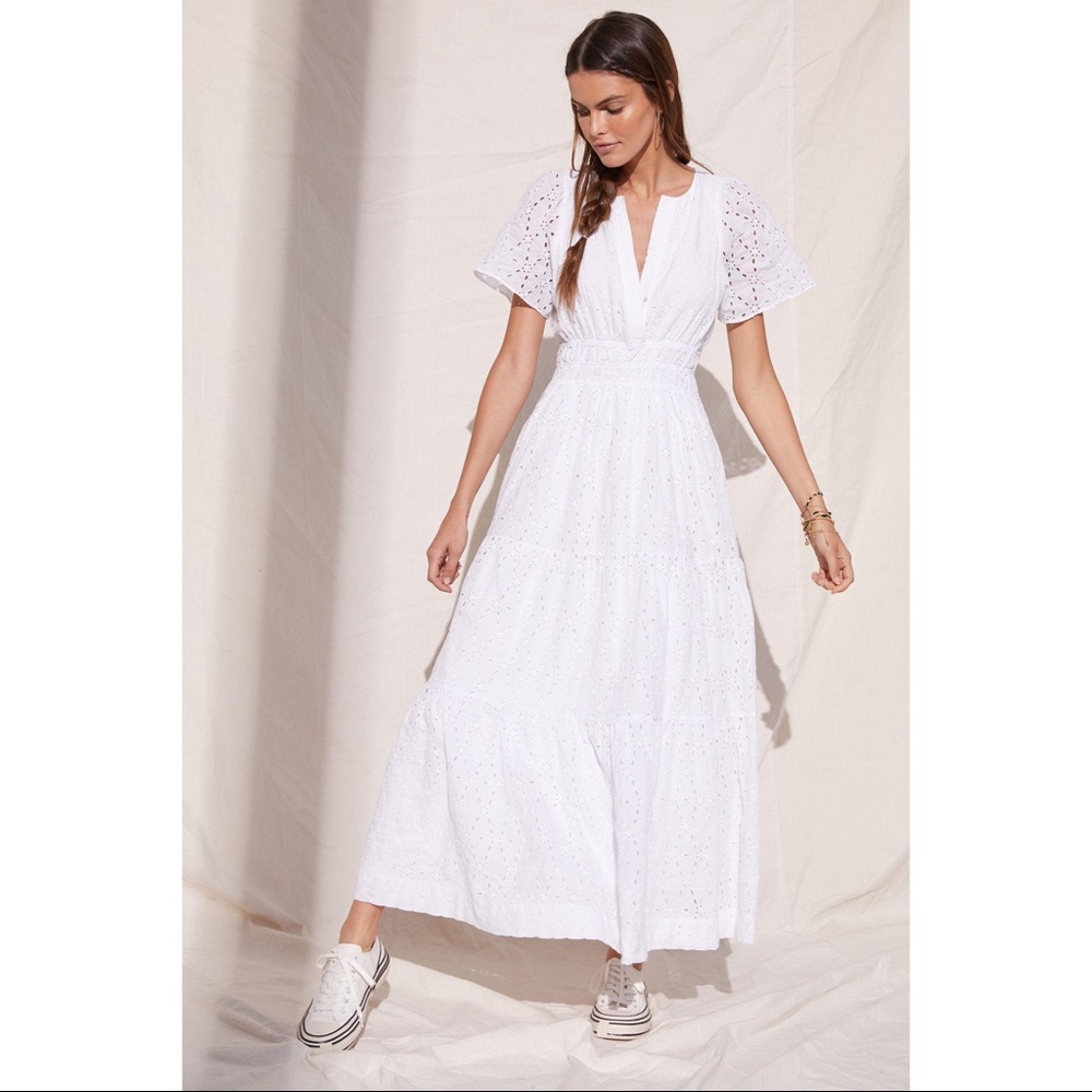 Maeve by Anthropologie Tiered Eyelet Maxi Dress